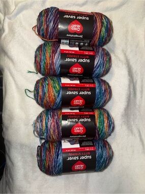 5 Red Heart skeins of yarn - Crayon Box Multicolor